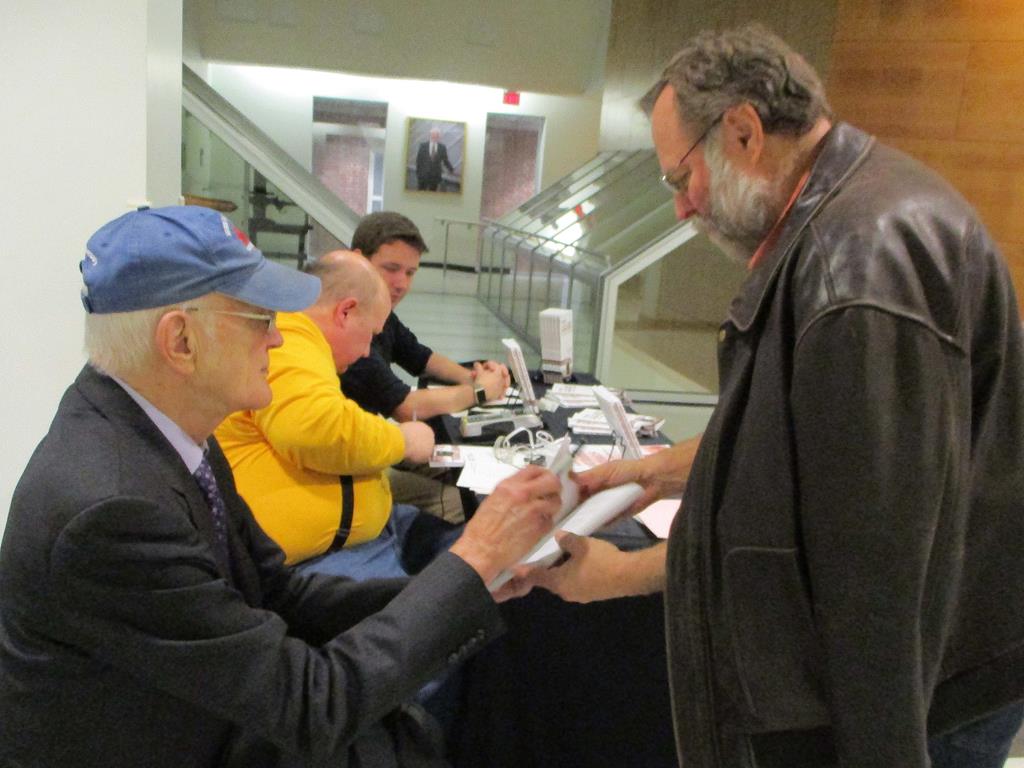 JPT signing books at University of Missouri Journalism School 03/07/18