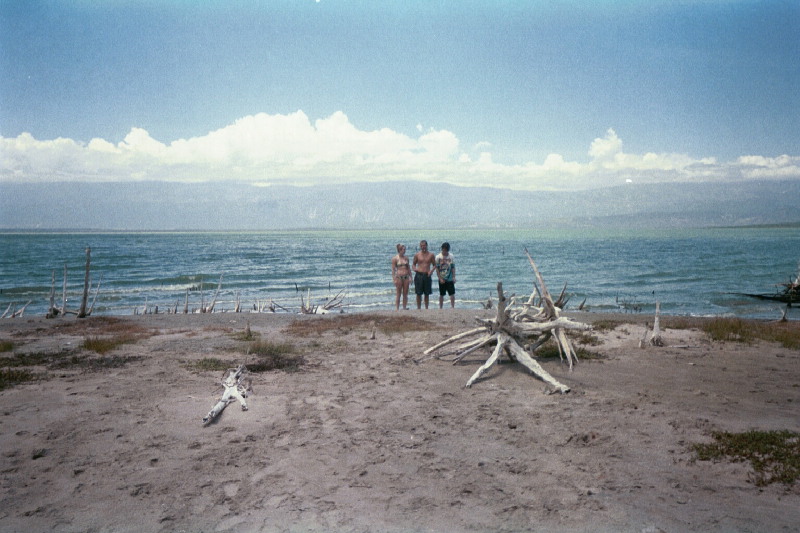 After swimming in crocodile infested lake behind us