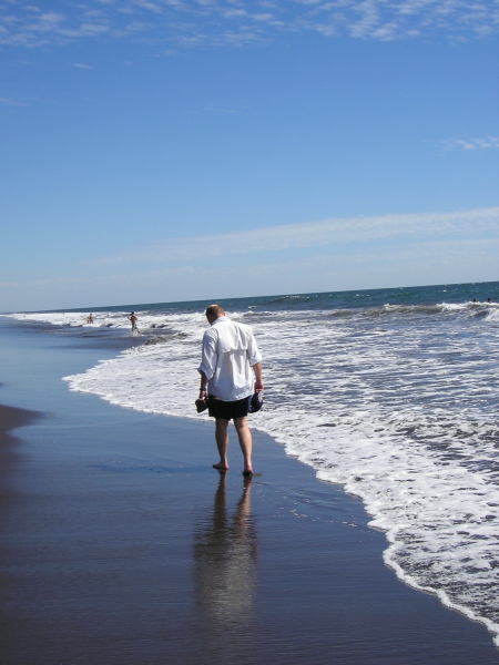 Walking on the beach, Monterrico, Guatemala, January 8, 2006